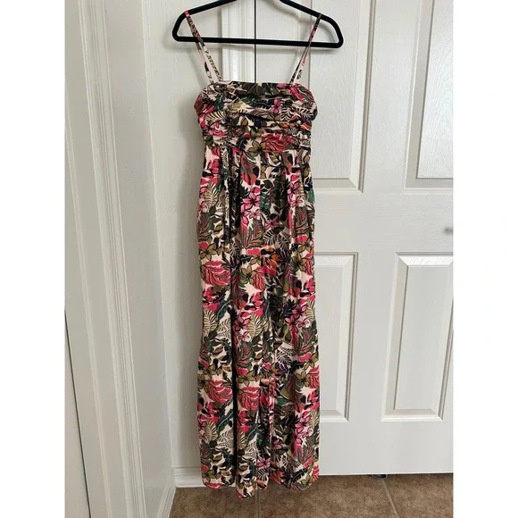 Hutch for Anthropologie Smocked Wide-Leg Jumpsuit Tropical‎ Floral Whimsygoth S - Picture 4 of 14